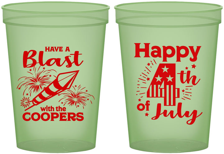 Custom 4th Of July 16 oz Glow In The Dark Cups - Fireworks | 220046