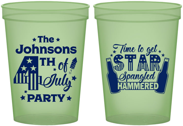 Custom 4th Of July 16 oz Glow In The Dark Cups - Star Spangled Hammered | 220049