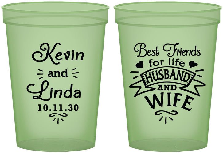 Custom Wedding 16 oz Glow In The Dark Cups - Best Friends | 221