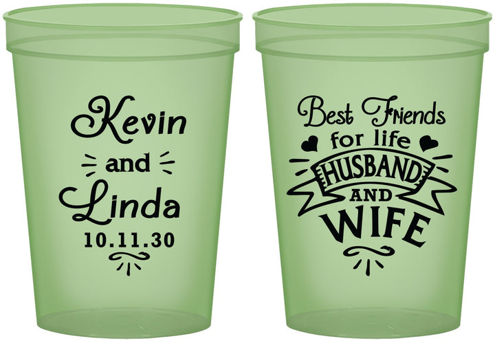 Custom Wedding 16 oz Glow In The Dark Cups - Best Friends | 221