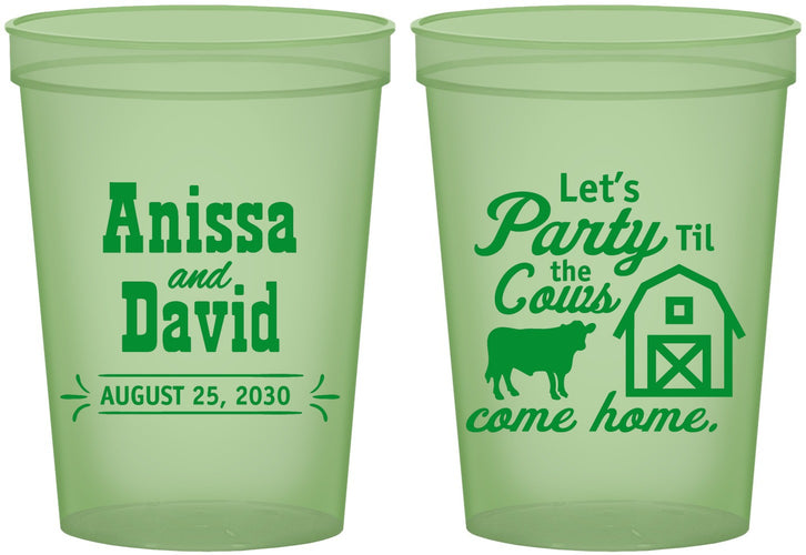 Custom Wedding 16 oz Glow In The Dark Cups - Party Til The Cows Come Home | 222