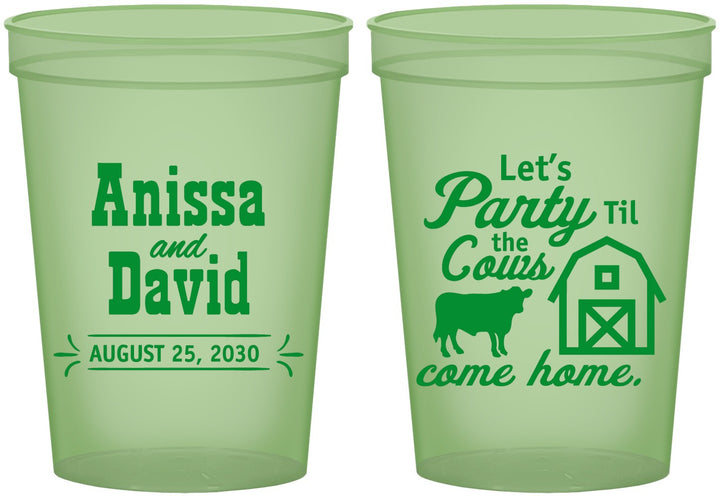 Custom Wedding 16 oz Glow In The Dark Cups - Party Til The Cows Come Home | 222
