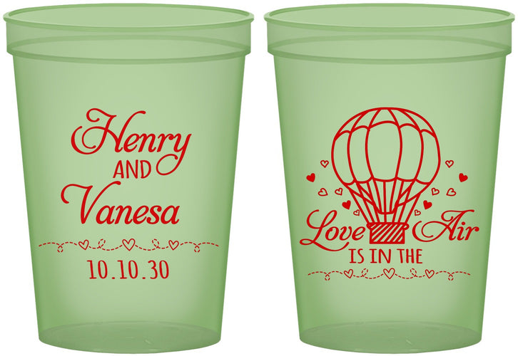 Custom Wedding 16 oz Glow In The Dark Cups - Hot Air Balloon | 225