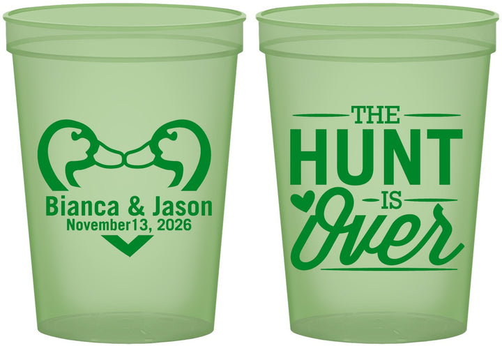 Custom Wedding 16 oz Glow In The Dark Cups - The Hunt Is Over Duck | 227