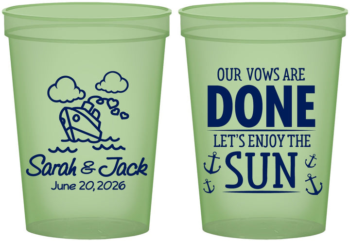 Custom Wedding 16 oz Glow In The Dark Cups - Vows Are Done Cruise | 229