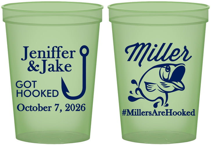 Custom Wedding 16 oz Glow In The Dark Cups - Got Hook Fish | 230