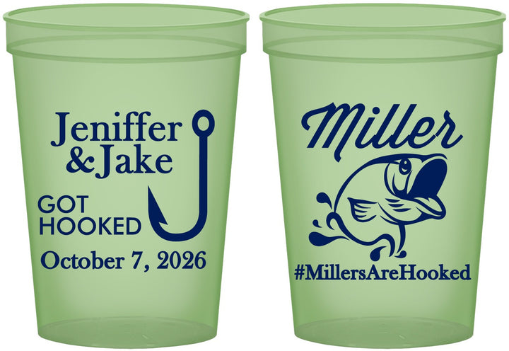 Custom Wedding 16 oz Glow In The Dark Cups - Got Hook Fish | 230