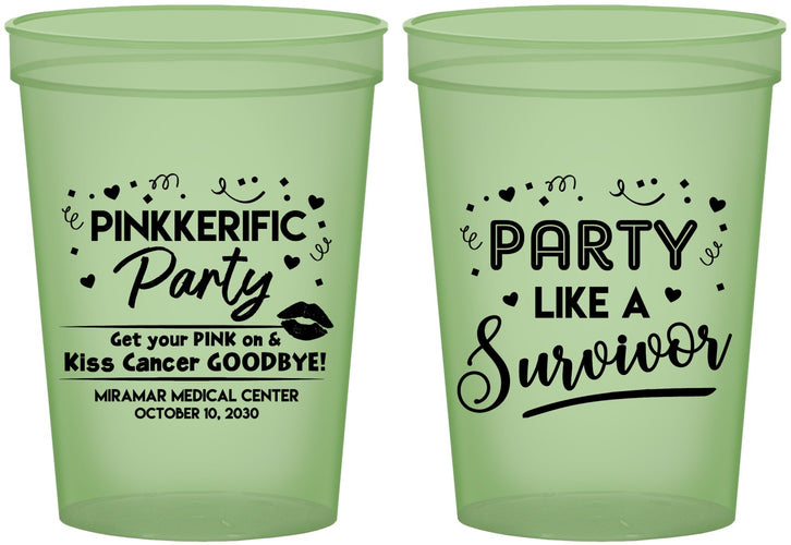 Custom Awareness 16 oz Glow In The Dark Cups - Party Like A Survivor | 230003