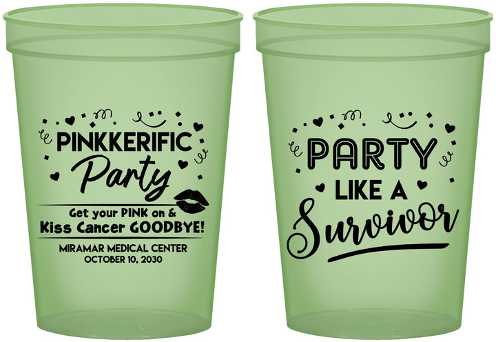 Custom Awareness 16 oz Glow In The Dark Cups - Party Like A Survivor | 230003