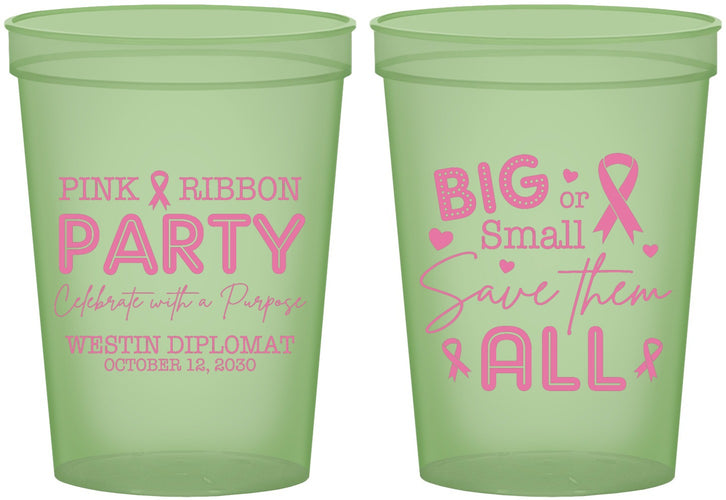 Custom Awareness 16 oz Glow In The Dark Cups - Pink Ribbon | 230004