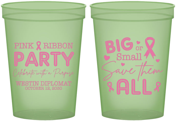 Custom Awareness 16 oz Glow In The Dark Cups - Pink Ribbon | 230004