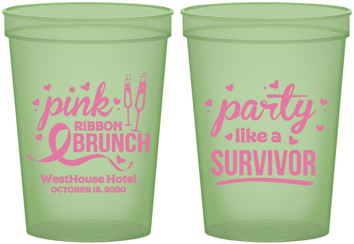 Custom Awareness 16 oz Glow In The Dark Cups - Party Like A Survivor | 230005
