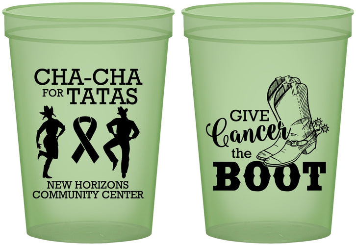 Custom Awareness 16 oz Glow In The Dark Cups - Give Cancer A Boot | 230011