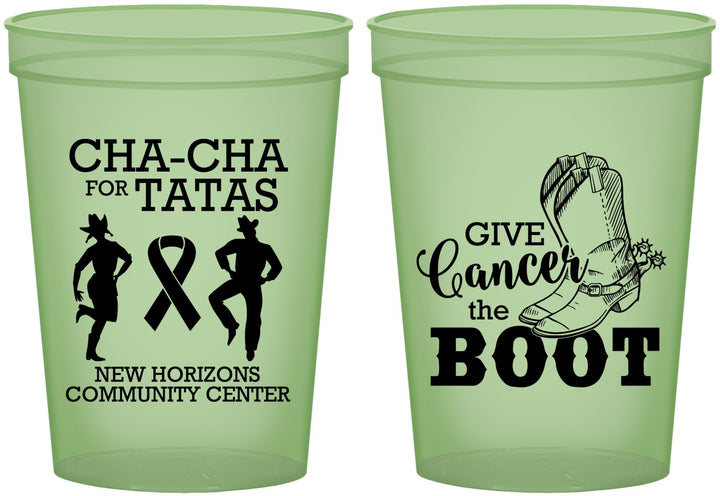 Custom Awareness 16 oz Glow In The Dark Cups - Give Cancer A Boot | 230011