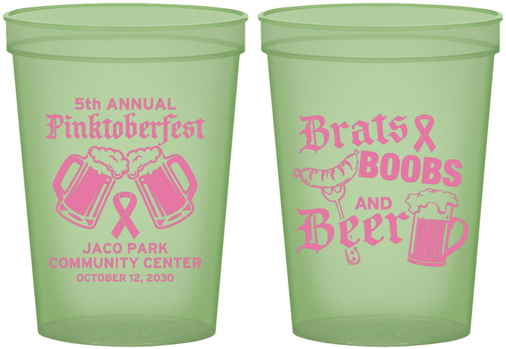 Custom Awareness 16 oz Glow In The Dark Cups - Brats Boobs Beer | 230012
