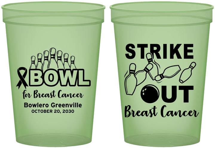 Custom Awareness 16 oz Glow In The Dark Cups - Bowling Strike Out | 230015