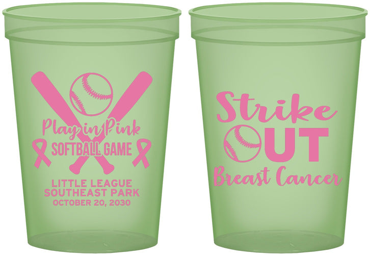 Custom Awareness 16 oz Glow In The Dark Cups - Baseball Strick Out | 230016