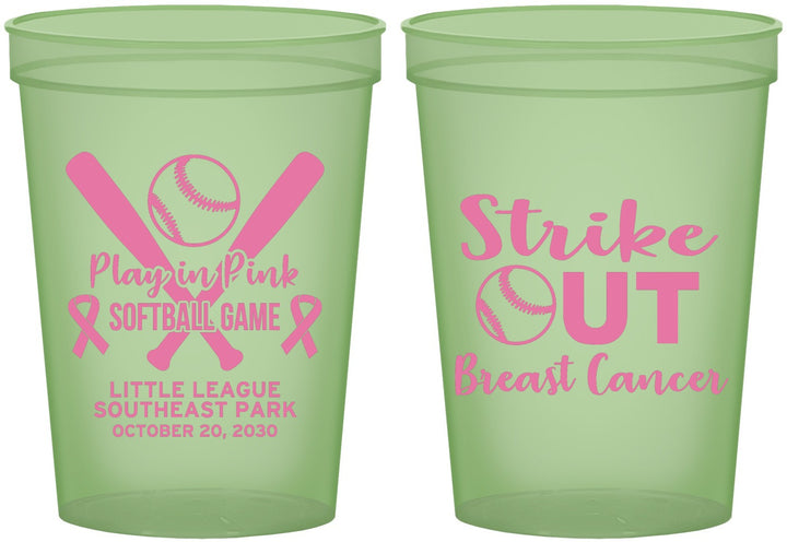 Custom Awareness 16 oz Glow In The Dark Cups - Baseball Strick Out | 230016