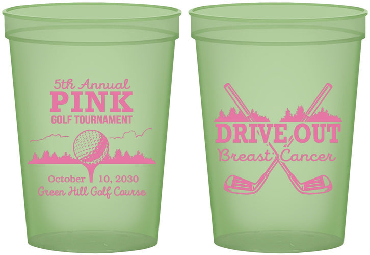 Custom Awareness 16 oz Glow In The Dark Cups - Gold Drive Out | 230017