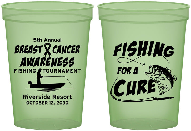 Custom Awareness 16 oz Glow In The Dark Cups - Fishing For A Cure | 230018