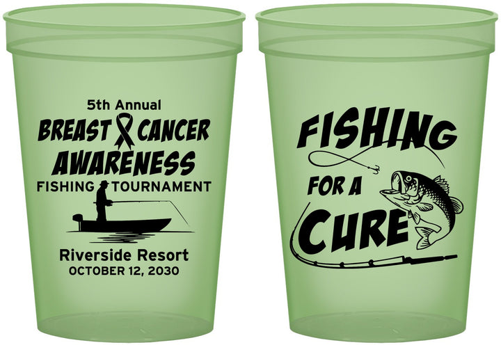 Custom Awareness 16 oz Glow In The Dark Cups - Fishing For A Cure | 230018