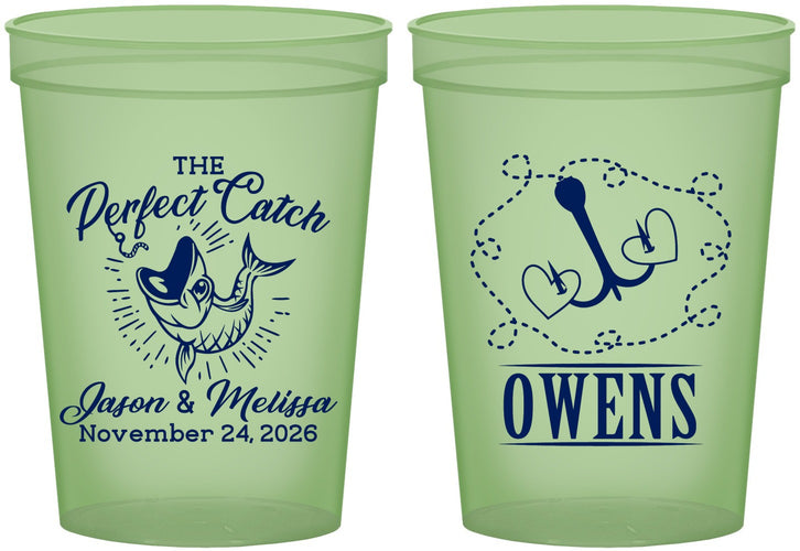 Custom Wedding 16 oz Glow In The Dark Cups - The Perfect Catch | 232