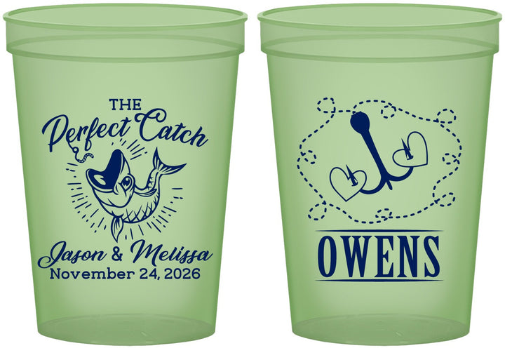 Custom Wedding 16 oz Glow In The Dark Cups - The Perfect Catch | 232
