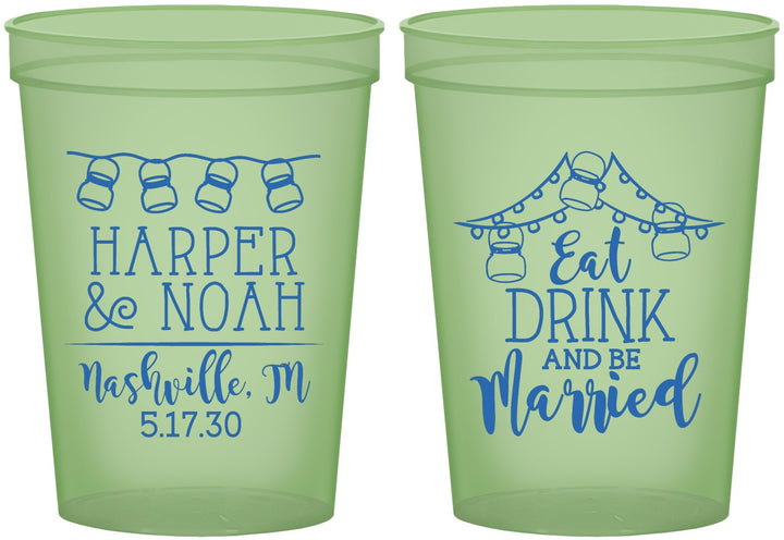 Custom Wedding 16 oz Glow In The Dark Cups - Eat Drink Be Married | 235