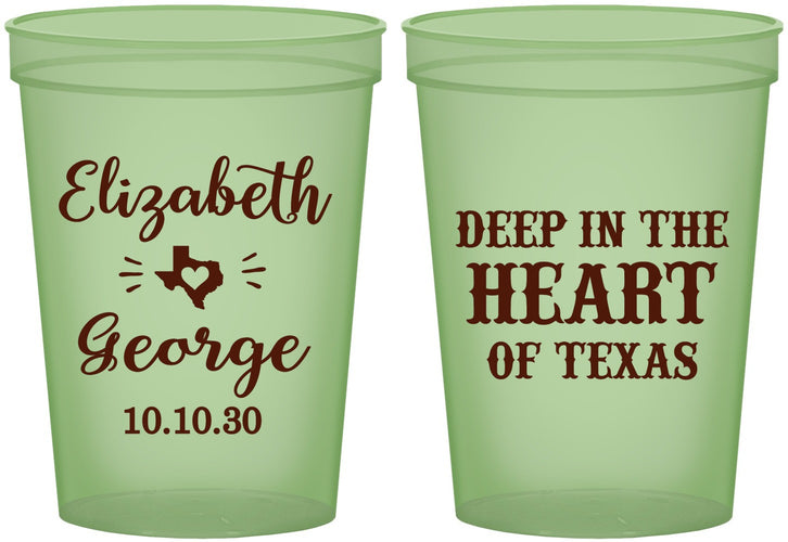 Custom Wedding 16 oz Glow In The Dark Cups - Deep In The Heart Of Texas | 237