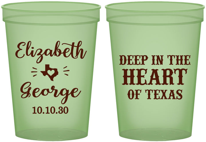 Custom Wedding 16 oz Glow In The Dark Cups - Deep In The Heart Of Texas | 237