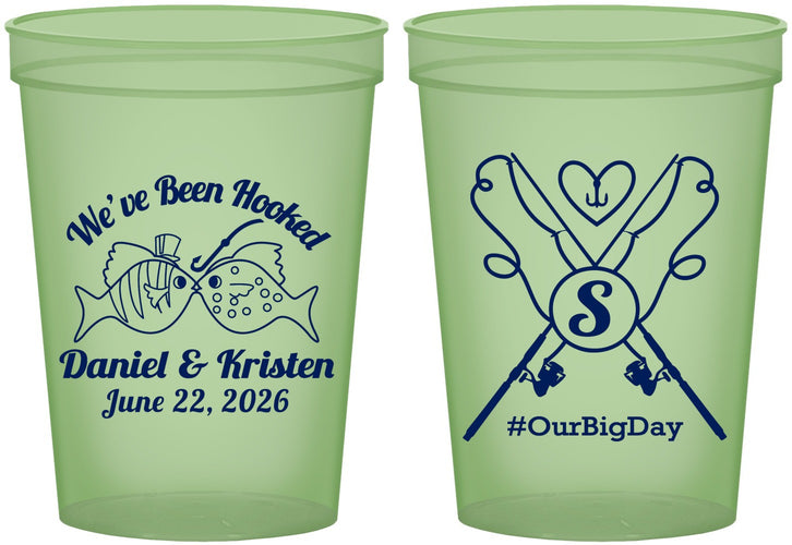 Custom Wedding 16 oz Glow In The Dark Cups - Been Hooked Fishing | 238
