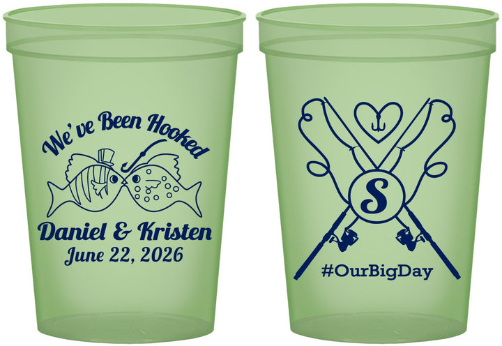 Custom Wedding 16 oz Glow In The Dark Cups - Been Hooked Fishing | 238
