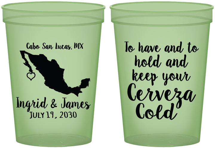 Custom Wedding 16 oz Glow In The Dark Cups - Cerveza Mexico | 240