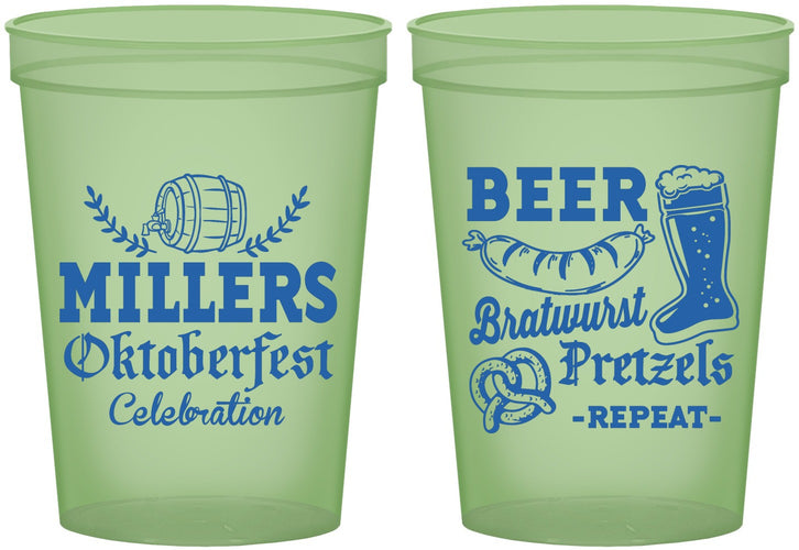 Custom Oktoberfest 16 oz Glow In The Dark Cups - Bratwurst Pretzels | 240007