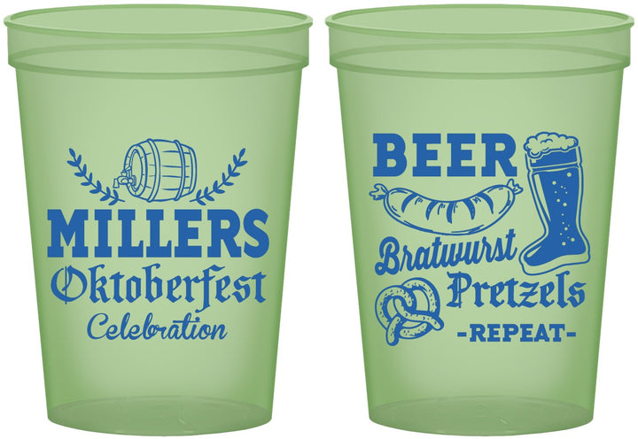 Custom Oktoberfest 16 oz Glow In The Dark Cups - Bratwurst Pretzels | 240007