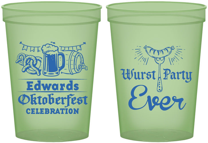 Custom Oktoberfest 16 oz Glow In The Dark Cups - Wurst Party Ever | 240008