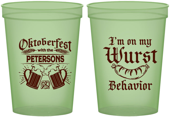 Custom Oktoberfest 16 oz Glow In The Dark Cups - Wurst Behavior | 240010