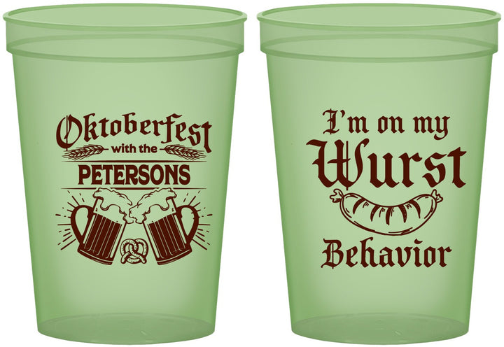Custom Oktoberfest 16 oz Glow In The Dark Cups - Wurst Behavior | 240010