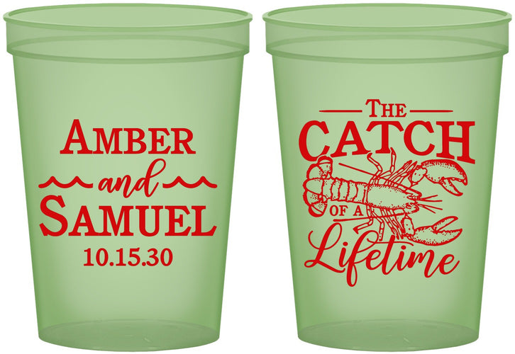 Custom Wedding 16 oz Glow In The Dark Cups - Catch Of A Lifetime Lobster | 245