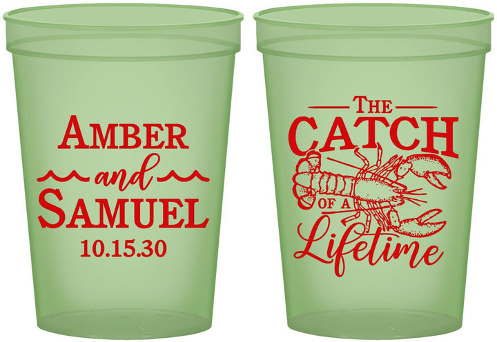 Custom Wedding 16 oz Glow In The Dark Cups - Catch Of A Lifetime Lobster | 245