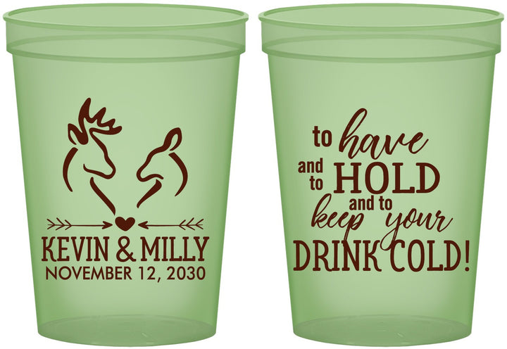 Custom Wedding 16 oz Glow In The Dark Cups - To Have And To Hold | 250