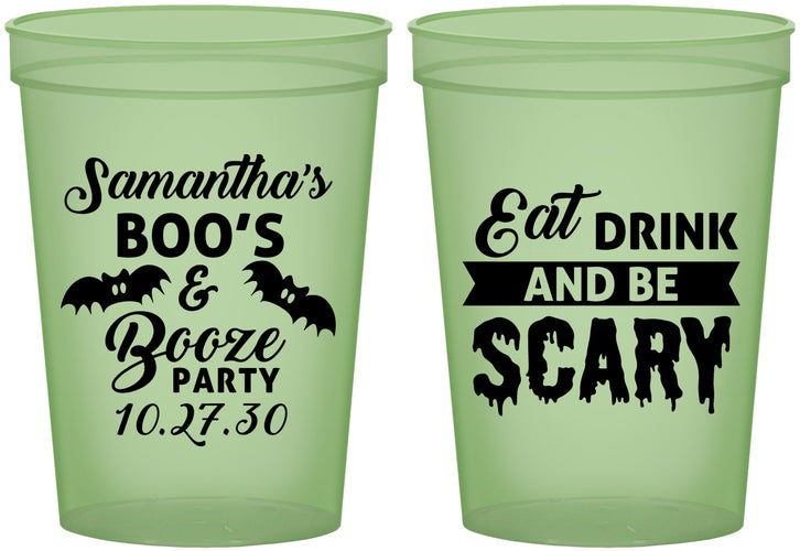 Custom Halloween 16 oz Glow In The Dark Cups - Boo Booze Scary | 250000