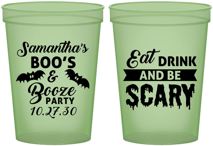 Custom Halloween 16 oz Glow In The Dark Cups - Boo Booze Scary | 250000