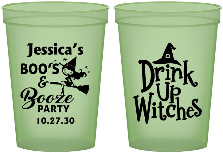 Custom Halloween 16 oz Glow In The Dark Cups - Drink Up Witches | 250001