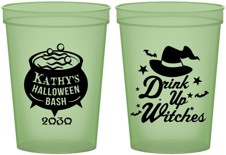 Custom Halloween 16 oz Glow In The Dark Cups - Drink Up Witches | 250004
