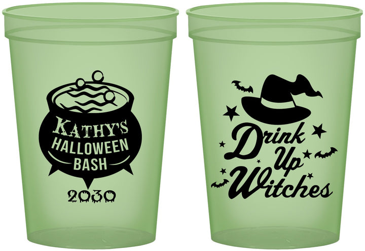 Custom Halloween 16 oz Glow In The Dark Cups - Drink Up Witches | 250004