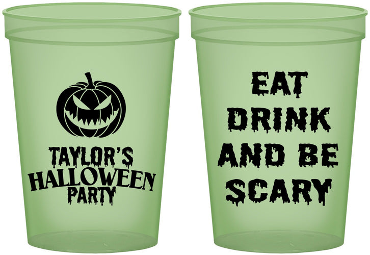 Custom Halloween 16 oz Glow In The Dark Cups - Scary Pumpkin | 250008
