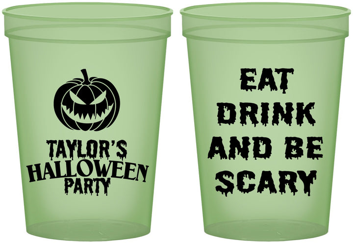 Custom Halloween 16 oz Glow In The Dark Cups - Scary Pumpkin | 250008
