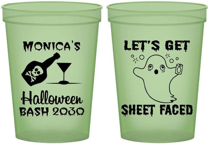 Custom Halloween 16 oz Glow In The Dark Cups - Ghost Sheet Faced | 250009