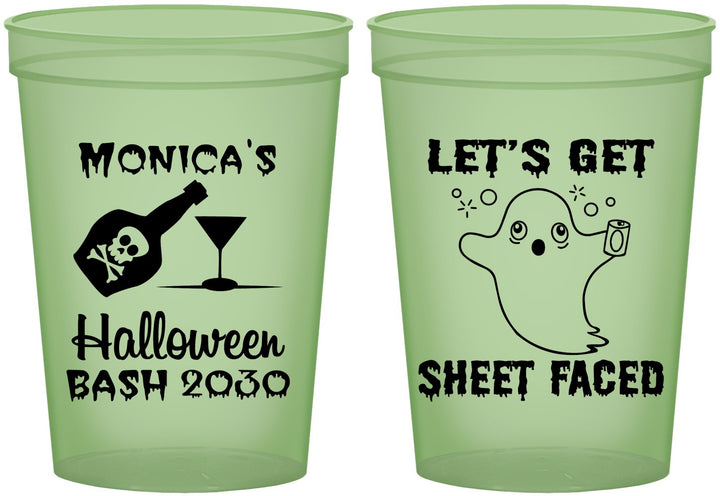 Custom Halloween 16 oz Glow In The Dark Cups - Ghost Sheet Faced | 250009